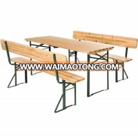 Wooden Bench Set Beer Table with Back Rest Outdoor Folding Table